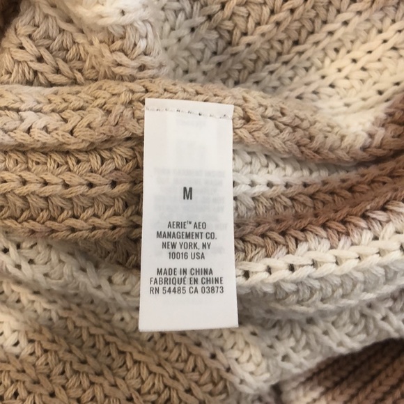 Aerie Oversized Sweater Ivory Brown Tie Dye Ribbed Pullover Long Sleeve Boho M - Picture 10 of 11